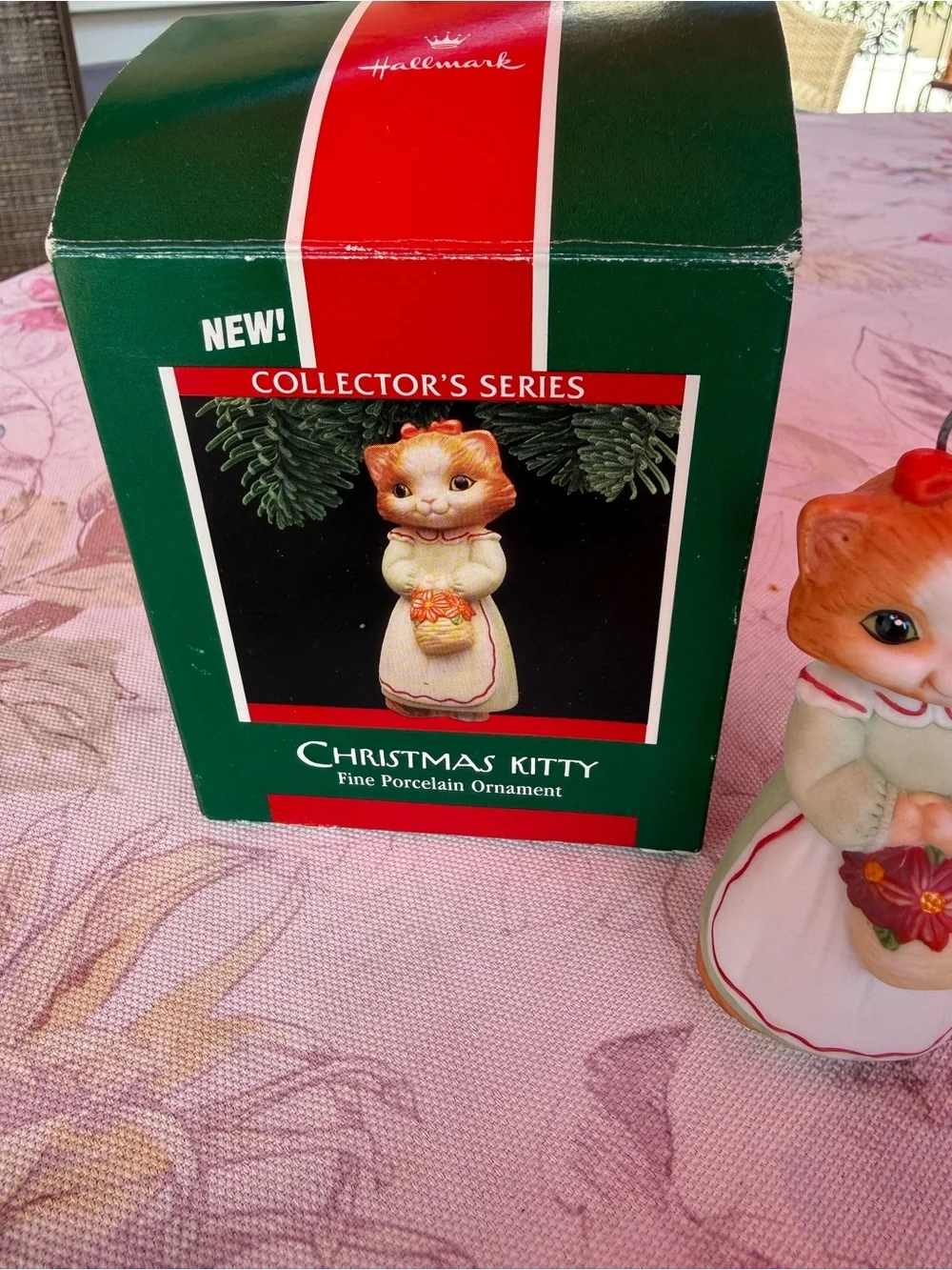 Hallmark Christmas Kitty Ornament - White, Red, Green, Orange